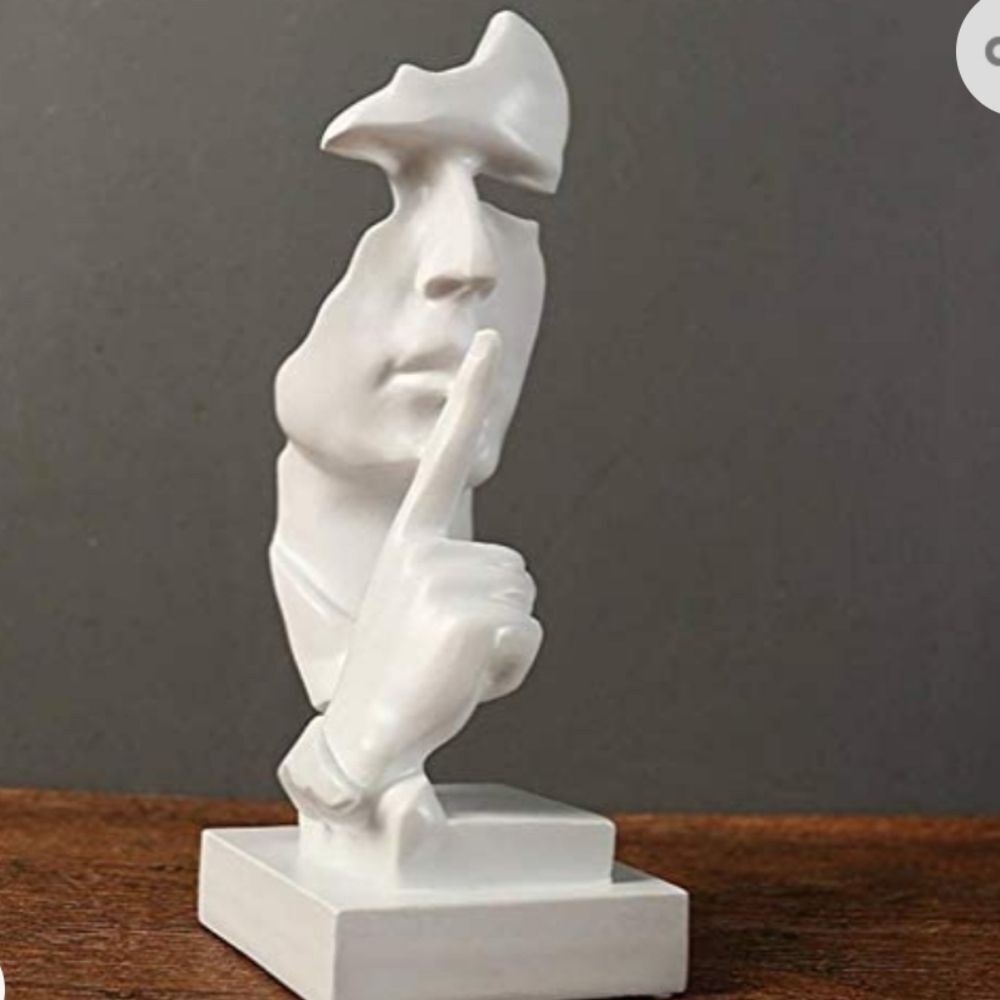 Aldepo Silence‎ Is Golden Thinker Abstract Statue- White